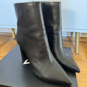 Marc Fisher Black Leather Pointy Toe Booties - Ulani